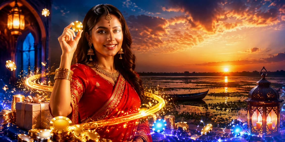 তাঙ্গুয়ার হাওরে শাড়ি পরিহিত একজন ব্যবহারকারী ক্যাশব্যাক বোনাস উপভোগ করছেন